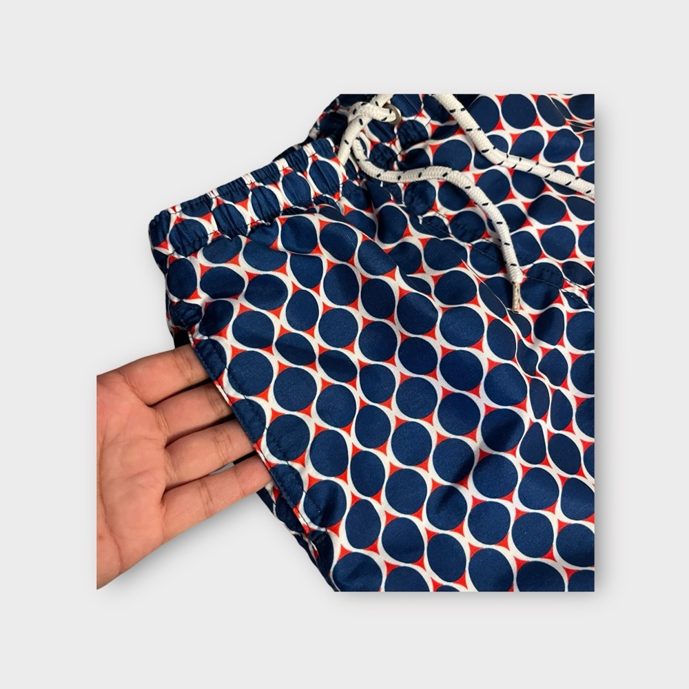 Toobydoo Red & Blue Circle Shape Pattern Swim Trunks - Picture 4 of 6